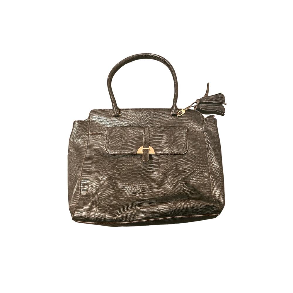 Black Liz Claiborne shoulder faux crocodile‎ purse